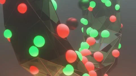 3D render of abstract sci-fi shape object with colorful sphere growing effect. Stockillustratie