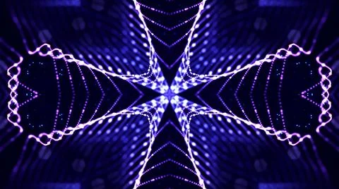 3d render. Abstract sci-fi background with glow particles form curved lines Stock Illustration