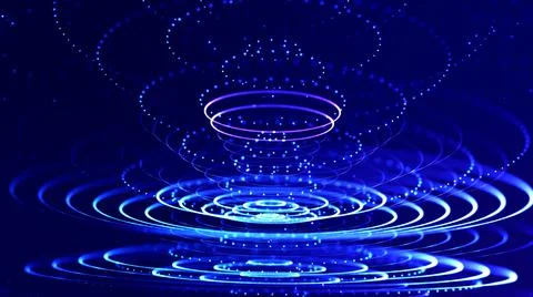 3d render. Abstract sci-fi bg with glow particles form curved lines, surfaces Stock Illustration