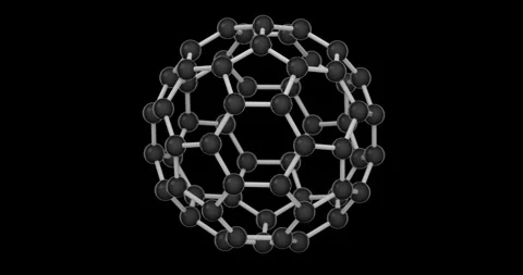 3d render. Abstract scientific video with buckyball fullerene molecule. Stock Footage 253631420