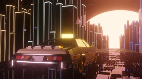 3d render, abstract scifi endless urban tunnel. Futuristic motion graphic. Stock Footage 197308432