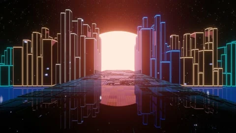 3d render, abstract scifi endless urban tunnel. Futuristic motion graphic. Stock Footage 197308519