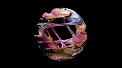 3d render, Abstract shape with wire mesh pastel colors on black background Stock Footage 241771178