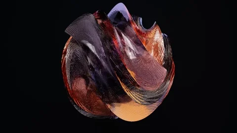 3d render, Abstract shape with wire mesh pastel colors on black background Stock Footage 242001849