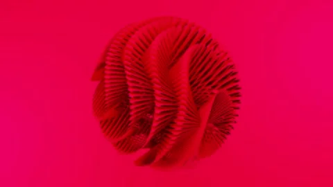 3d render, Abstract shape wire mesh red color on red background, loops animation Stock Footage 244837641