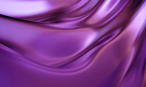3d render, abstract silky texture, purple wavy background. Illustrazione stock