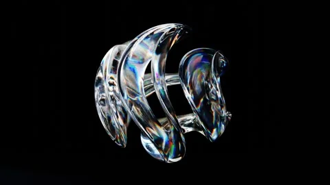 3d render, Abstract smooth glass shape on black background Stock Footage 281053327