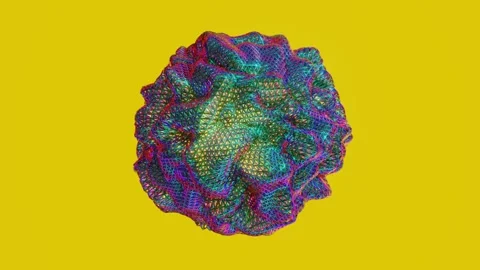 3d render, Abstract smooth shape holographic colors on yellow background Stock Footage 240534107