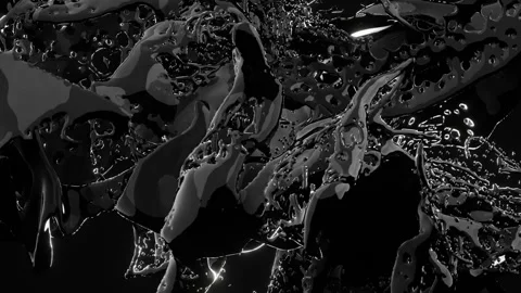 3d render, Abstract smooth shape dark motion flow background Stock Footage 240534319