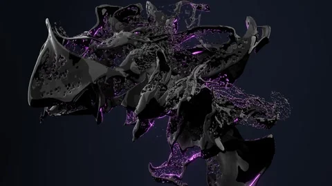3d render, Abstract smooth shape dark motion flow background Stock Footage 240534347