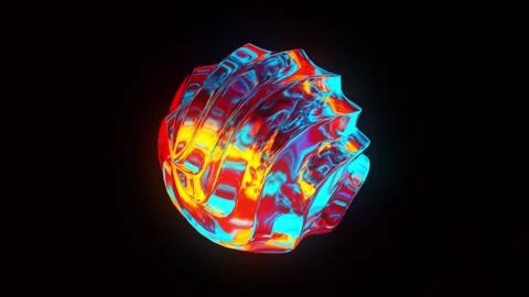 3d render, Abstract smooth shape chromefile colors on black background Stock Footage 250089512