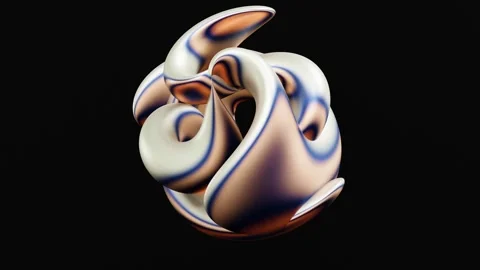 3d render, Abstract smooth shape holographic colors on black background Stock Footage 252804618