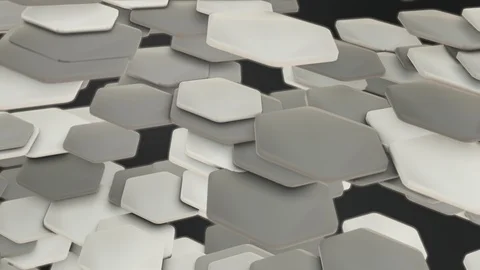 3d render abstract space black white and gray, technical hexagons as background Video stock 111768958