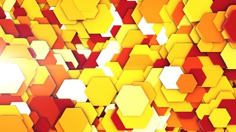 3d render abstract space  yellow and Orange, technical hexagons as background. Video stock 111769184
