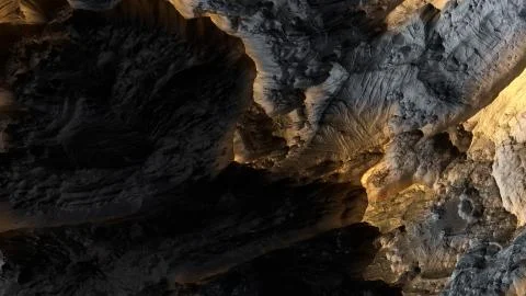 3d render of abstract surface. Dark and yellow colors. Gold like material on  Stock Illustration