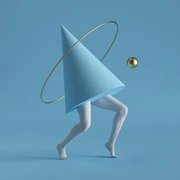 3d render, abstract surreal contemporary art. Primitive geometric shapes Stock Illustration
