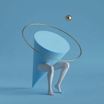 3d render, abstract surreal contemporary art. Primitive geometric shapes Stock Illustration