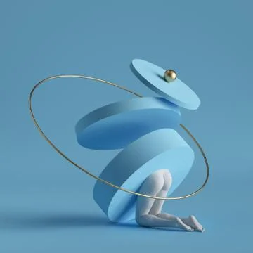 3d render, abstract surreal contemporary art. Primitive geometric shapes Stock Illustration