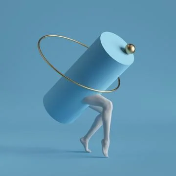 3d render, abstract surreal contemporary art. Primitive geometric shapes Stock Illustration