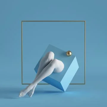 3d render, abstract surreal contemporary art. Primitive geometric shapes Stock Illustration