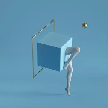 3d render, abstract surreal contemporary art. Primitive geometric shapes Stock Illustration
