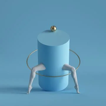 3d render, abstract surreal contemporary art. Primitive geometric shapes Stock Illustration