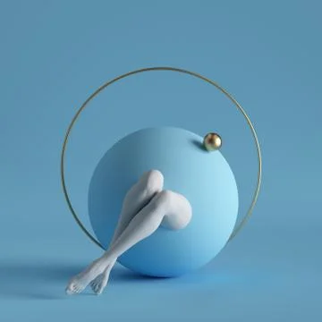 3d render, abstract surreal contemporary art. Primitive geometric shapes Stock Illustration