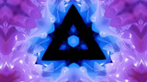 3d render. Abstract symmetric 3D structures, smooth blue purple color gradients Stock Illustration