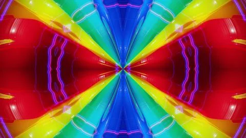 3d render. Abstract symmetric 3D structures, smooth rainbow color gradients Stock Illustration