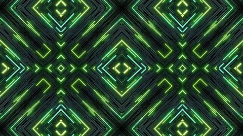 3d render. Abstract symmetrical background, 3d elements light up like bulbs with Stock Illustration