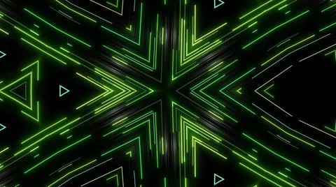 3d render. Abstract symmetrical background, 3d elements light up like bulbs with Stock Illustration