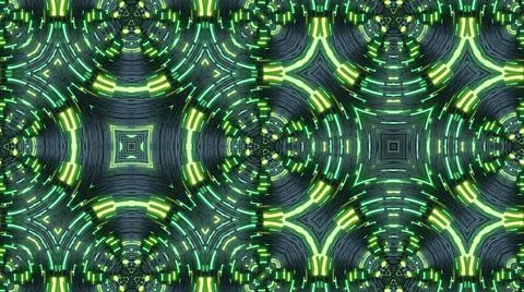 3d render. Abstract symmetrical background, 3d elements light up like bulbs with Stock Illustration