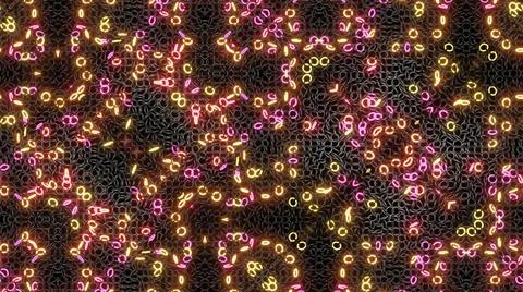 3d render. Abstract symmetrical background, 3d elements light up like bulbs with Illustrazione stock