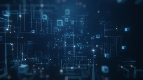 3D render Abstract Technology Background Digital Network and Blue Cubes Stock Footage 328042759