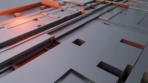 3d render Abstract Technology Background With Cubes Stock Illustration