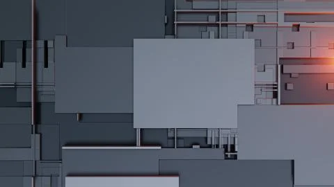 3d render Abstract Technology Background With Cubes Stock Illustration