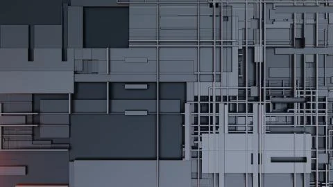 3d render Abstract Technology Background With Cubes Stock Illustration