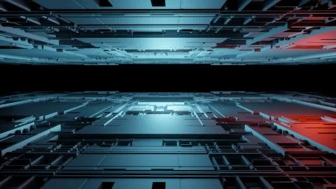 3d render Abstract Technology Background With Cubes Stock Illustration