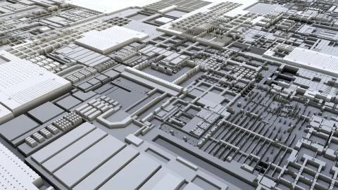 3d render Abstract Technology Background With Cubes Stock Illustration