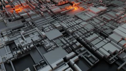 3d render Abstract Technology Background With Cubes Stock Illustration