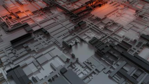 3d render Abstract Technology Background With Cubes Stock Illustration