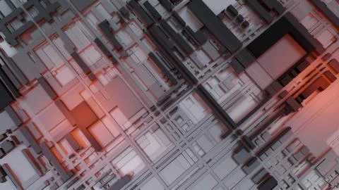 3d render Abstract Technology Background With Cubes Illustrazione stock