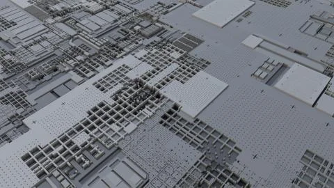 3d render Abstract Technology Background With Cubes Stock Illustration