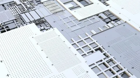3d render Abstract Technology Background With Cubes Stock Illustration
