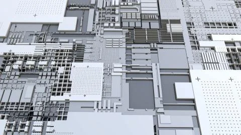 3d render Abstract Technology Background With Cubes Stock Illustration