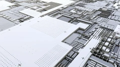 3d render Abstract Technology Background With Cubes Stock Illustration