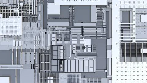 3d render Abstract Technology Background With Cubes Illustrazione stock