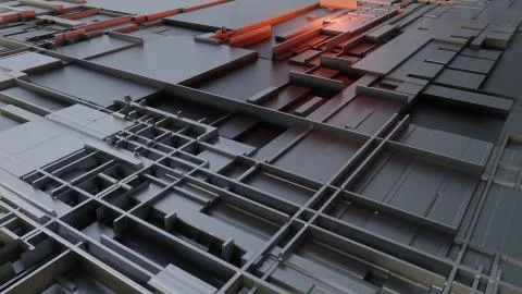 3d render Abstract Technology Background With Cubes Illustrazione stock