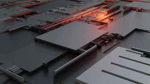 3d render Abstract Technology Background With Cubes Stock Illustration