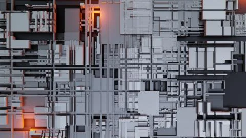 3d render Abstract Technology Background With Cubes Stock Illustration
